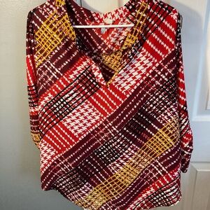 Est 1946 Size L Stylish Red Plaid Women's Top